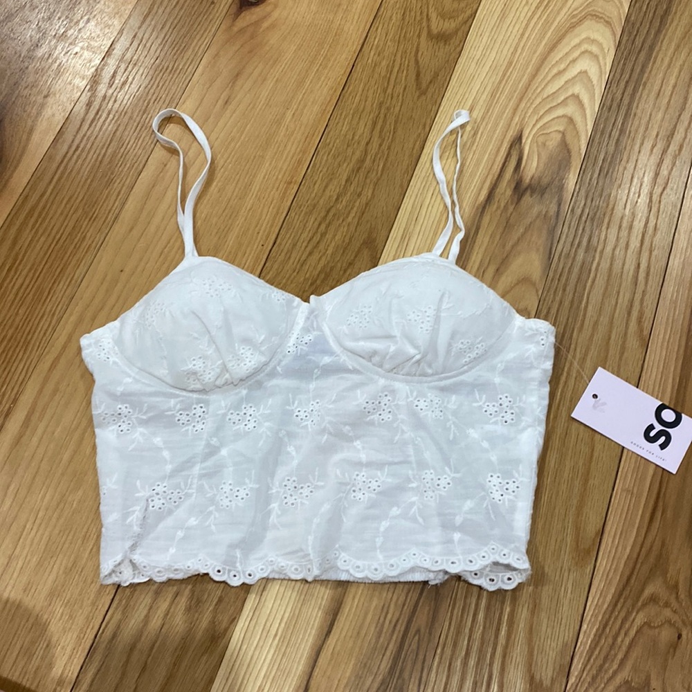 Padded bra white crop top